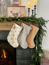 Christmas Stocking "Fold Over" Reindeer Linen Print