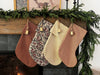 Christmas Stocking "Fold Over" Beige Check Plaid