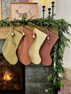 *Fold Over* Vintage Inspired Green and Tan Stripe Christmas Stockings
