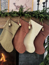 Christmas Stocking "Fold Over" Beige Check Plaid
