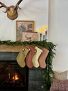 Christmas Stocking "Fold Over" Beige Check Plaid
