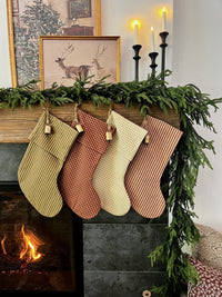 Christmas Stocking Red and Tan Stripe