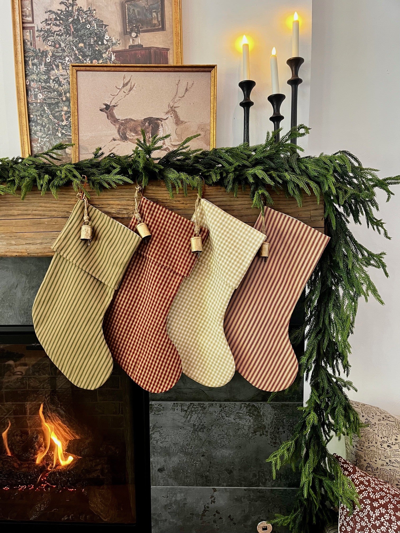 Christmas Stocking Red and Tan Stripe