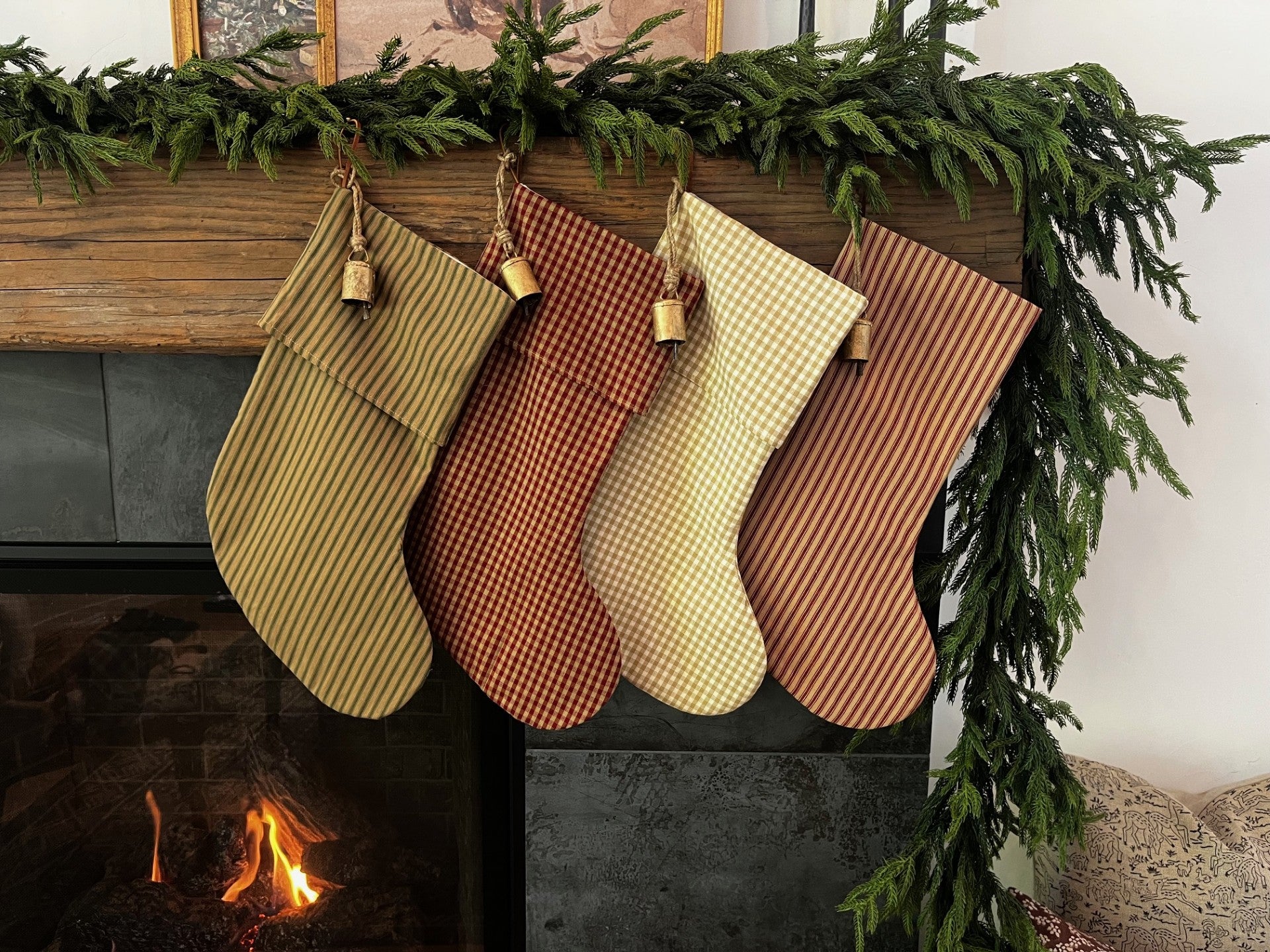 Christmas Stocking "Fold Over" Red Check Plaid