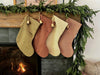 Christmas Stocking "Fold Over" Beige Check Plaid