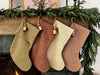 *Fold Over* Vintage Inspired Green and Tan Stripe Christmas Stockings