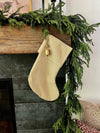 Christmas Stocking "Fold Over" Beige Check Plaid