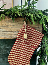 Christmas Stocking "Fold Over" Red Check Plaid