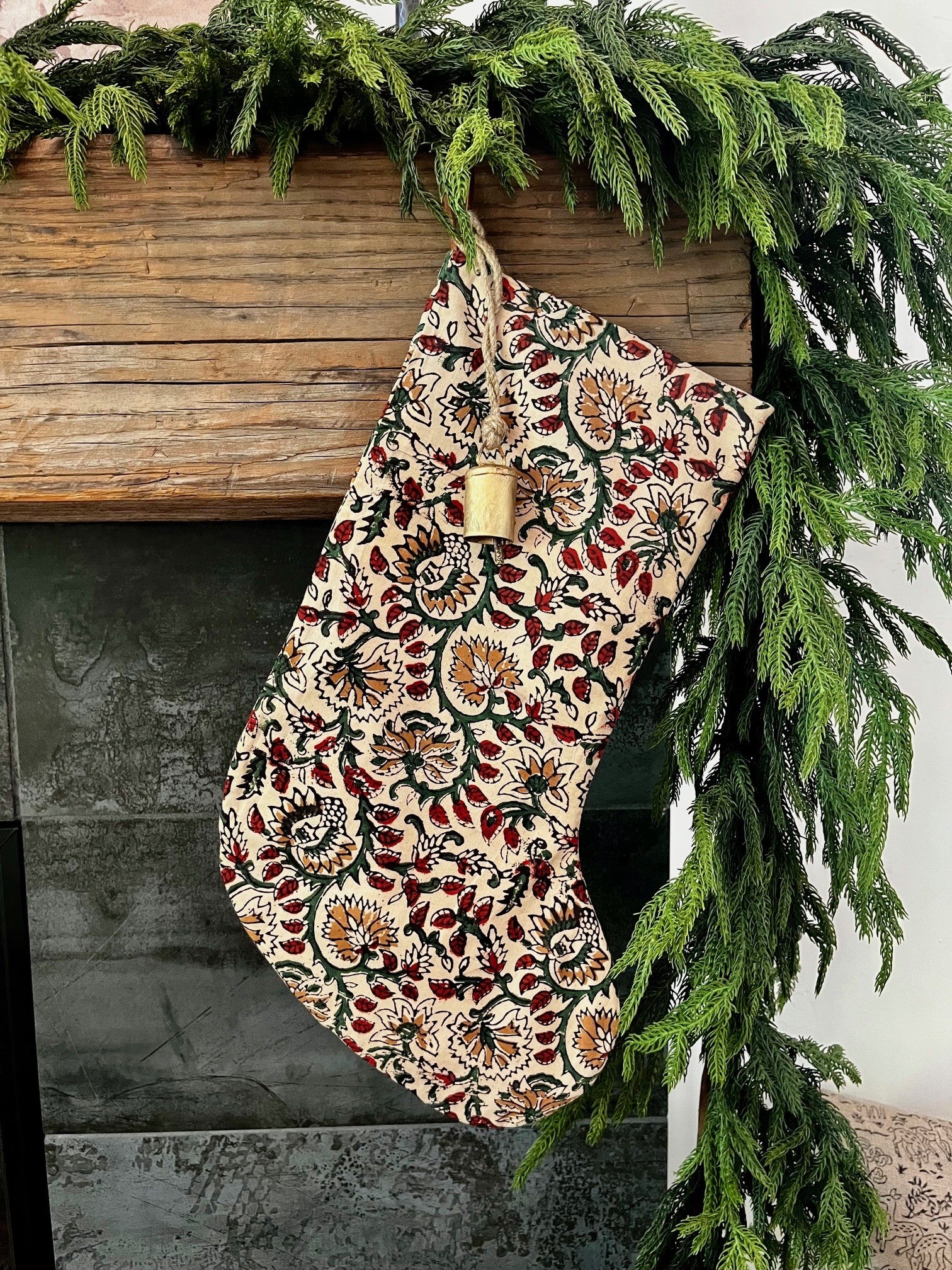 Vintage Inspired Evergreen Floral Christmas Stockings