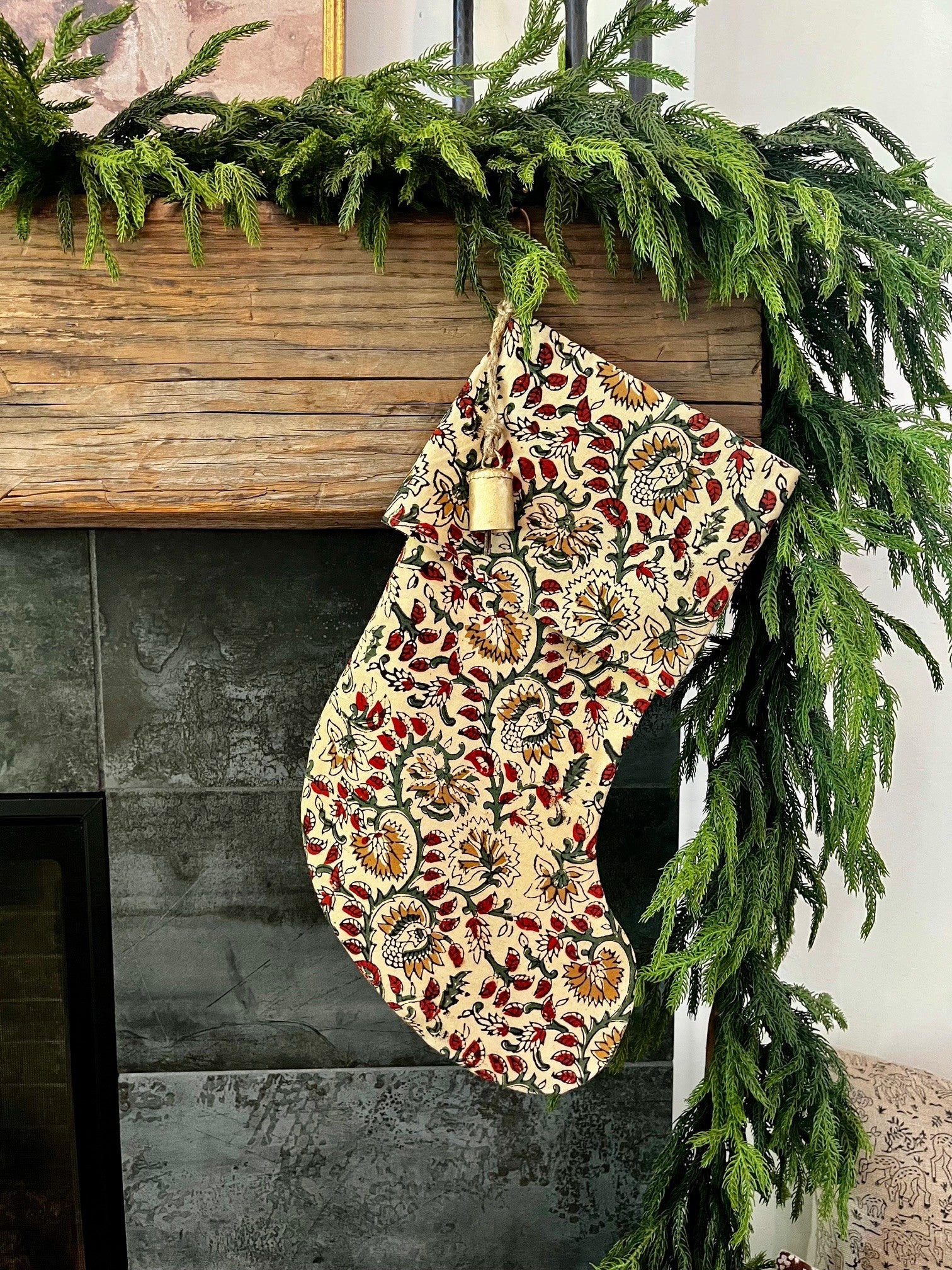 *Fold Over* Vintage Inspired Evergreen Floral Christmas Stockings