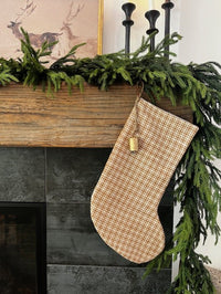 Christmas Stocking Mini Camel Plaid