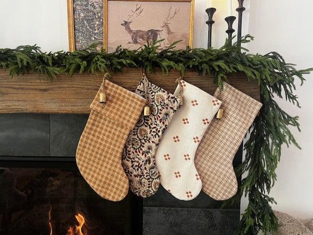 Christmas Stocking Mini Camel Plaid