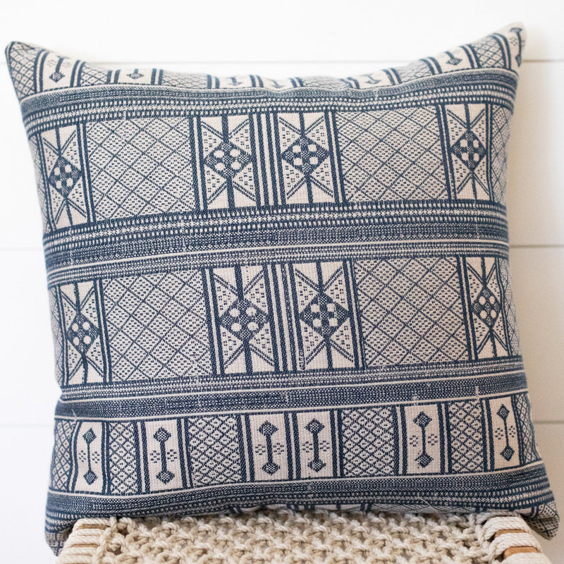 READY TO SHIP 20X20 Designer Peter Dunham Woven Masai in Indigo Pillow Cover // Indigo Blue Throw Pillows // Tribal Boho Aztec Pillow