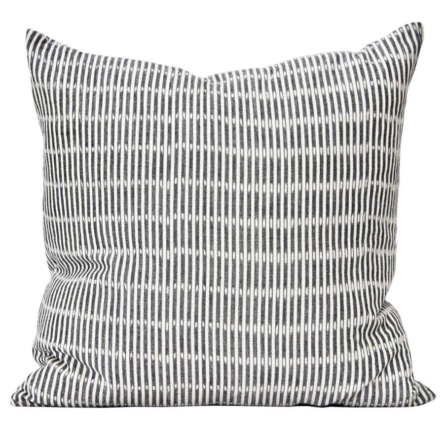 Kufri Sanjana Designer Pillows Stripe in Black and White // Gray Ikat Pillow // Decorative Pillows // Accent PIllows //Boho Tribal Pillow