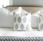 READY TO SHIP 16x16 Lisa Fine Mughal Flower Pillow Cover in Monsoon // Designer Flower Pillow // Blue Throw Pillow