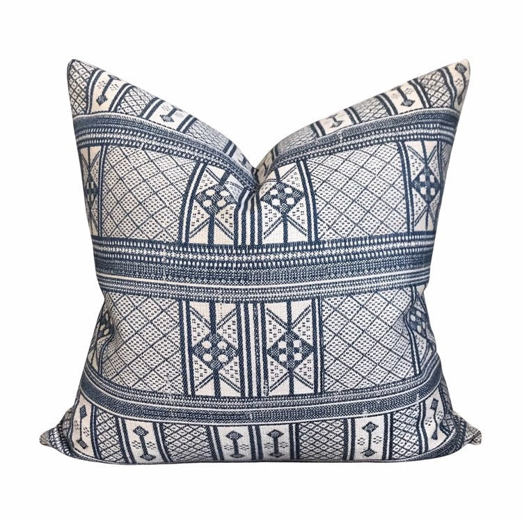 Peter Dunham OUTDOOR Pillow Cover // Masai Designer Pillow Covers // Indigo Blue Throw Pillows // Sunbrella Outdoor Pillow