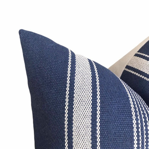 READY TO SHIP 20X20 Designer Hillcrest in Navy Pillow Cover // Navy Blue Decorative Pillow // Striped Pillows // Modern Farmhouse Pillows