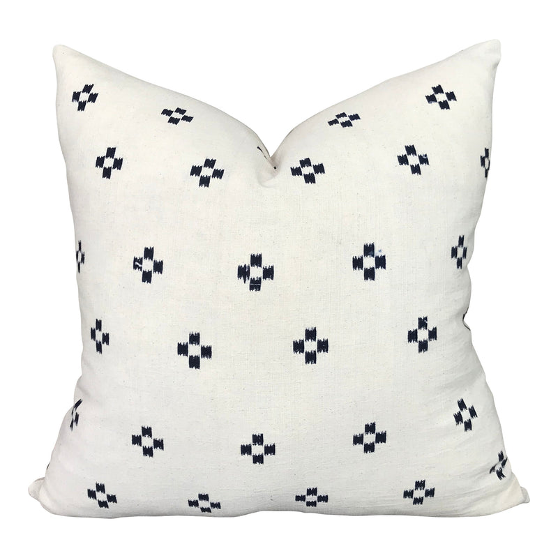 READY TO SHIP 20X20 Chiangmai Native Cotton Pillow Cover // Indigo Cotton Batik Pillow // Modern Farmhouse Pillows // Boho Tribal Pillow