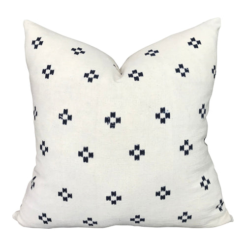 Chiangmai Native Cotton Pillow Cover // Indigo Cotton Batik Pillow  // Modern Farmhouse Pillows  // Boho Tribal Pillow