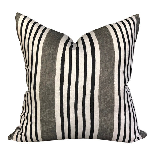 READY TO SHIP 24x24 Designer Clay McLaurin Andes Stripe Pillow Cover in Espresso// Modern Farmhouse Pillow Cover // Black Charcoal Pillow