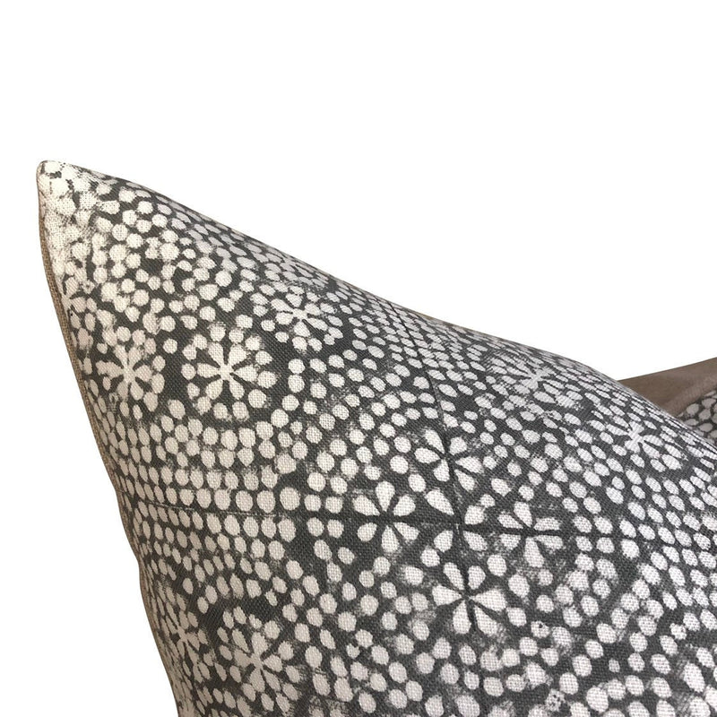 Designer Wisteria in Noir Linen Pillow Cover // LIGHT Gray and White Pillow // Boho Pillow // Decorative Throw Pillows