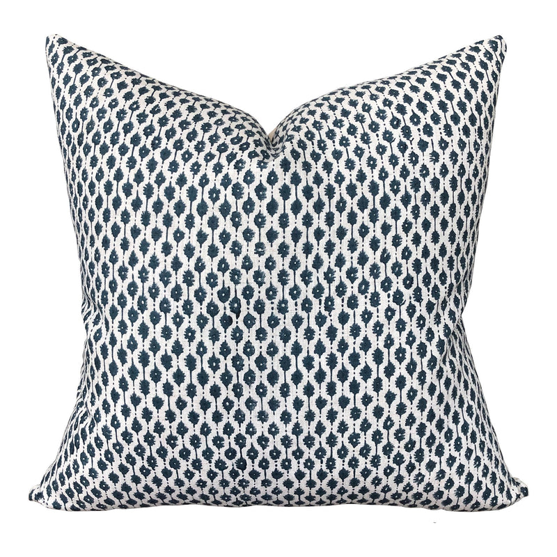 Walter G Siam Pacific Blue Linen Pillow Cover // Blue Designer Throw PIllows // Tribal Pillows // Modern Boho Pillows