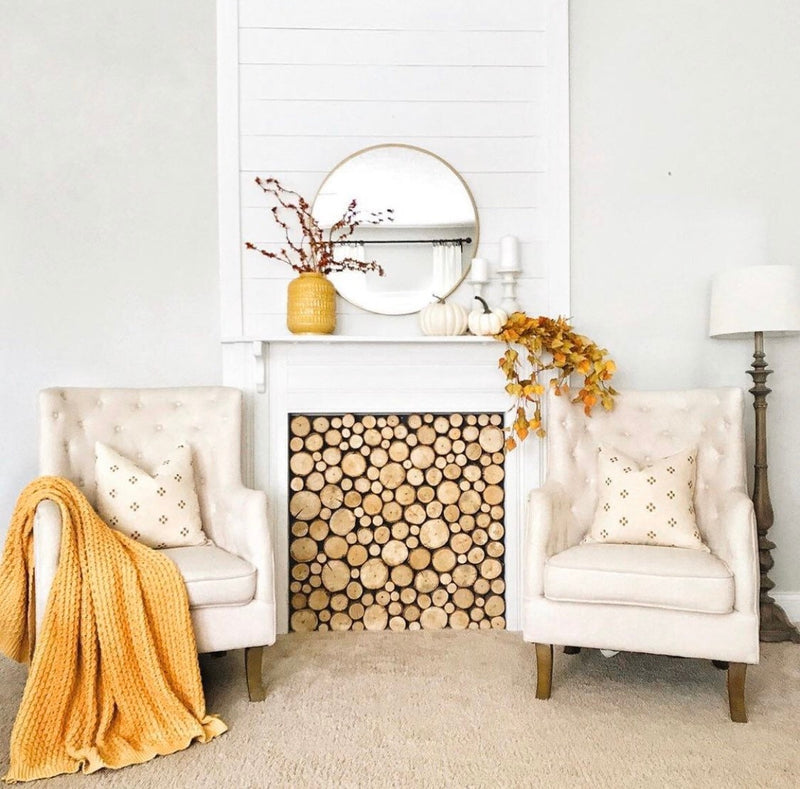 READY TO SHIP 22X22 Double Sided Chiangmai Native Cotton Pillow Cover // Gold Mustard Batik Pillow  // Modern Farmhouse Pillows // Boho