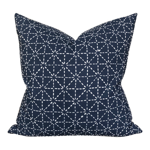 Kettlewell Collection Kimono in Indigo //Designer Pillows // Blue Throw Pillow // Boho Tribal PIllow // High end pillow // Embroidered