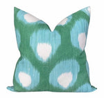 Peter Dunham OUTDOOR Pillow Cover // Bukhara in Blue/Green  // Designer Outdoor Pillow// Green Outdoor Pillow // Sunbrella Outdoor Pillow