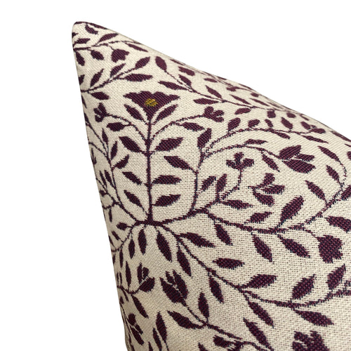 Designer Clay McLaurin Cloister Pillow Cover in Berry // Purple Throw Pillows // Floral Throw Pillows // Burgundy Plum Pillow
