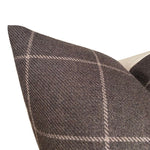 READY TO SHIP 16X26 Designer Bancroft Wool Plaid Pillow Cover in Sable // Brown Wool Plaid Pillow // Modern Farmhouse Pillow // Wool Pillows