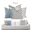 Linen + Cloth Curated Collection "Aspen" // Kilim Green, Kufri Rex , Tristan Aurora and Mobby Indigo pillows  //  Designer Pillow Combos