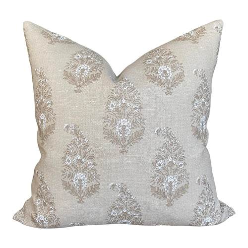 READY TO SHIP 14x36 Double Sided Designer Katie Leede Mughal Gardens Pillow in Dove // Decorative Throw Pillows // Floral Neutral White Tan
