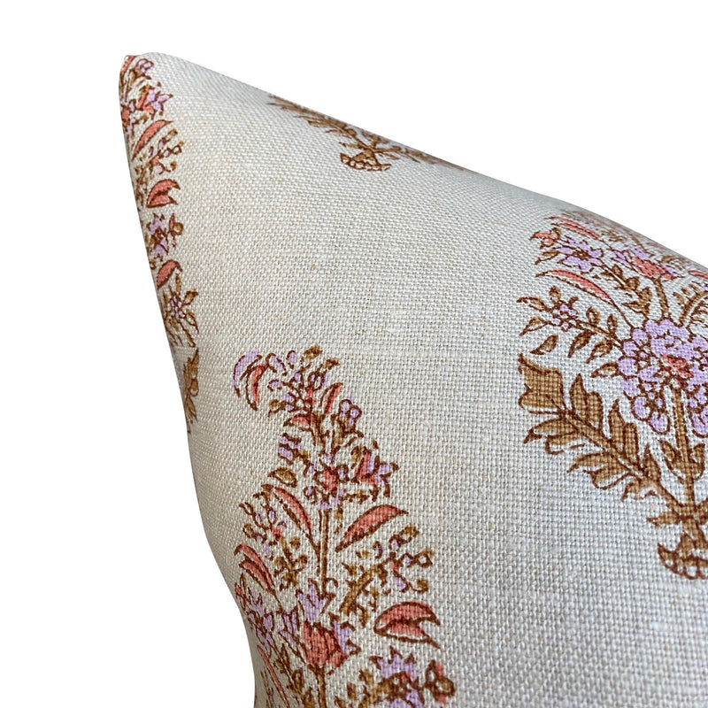 READY TO SHIP 14x22 Designer Katie Leede Mughal Gardens Pillow in Melon and Tumeric// Decorative Pillows // Floral Paisley Accent Pillows