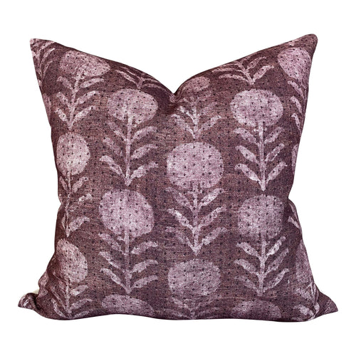 Designer Clay McLaurin Zinnia in Berry Pillow Cover // Purple Throw Pillow //  Floral Throw Pillows
