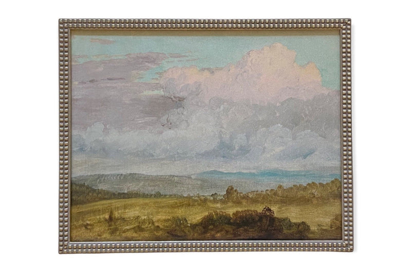 Vintage Framed Canvas Art  // Framed Vintage Print // Vintage Painting // Vintage Country Landscape // Farmhouse print //LAN-125