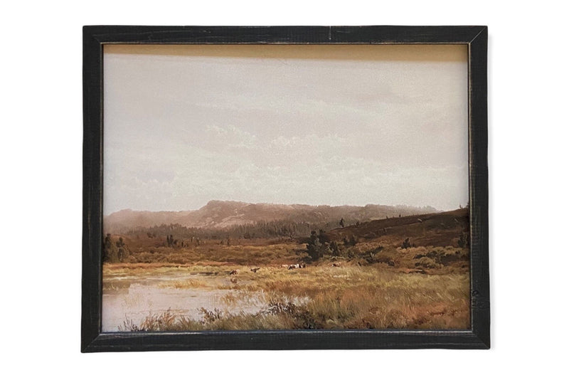 Vintage Framed Canvas Art  // Framed Vintage Print // Vintage Painting // Landscape //Farmhouse print //#LAN-150