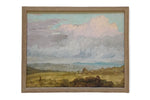 Vintage Framed Canvas Art  // Framed Vintage Print // Vintage Painting // Vintage Country Landscape // Farmhouse print //LAN-125