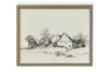 Vintage Framed Canvas Art  // Framed Vintage Print // Vintage Painting // Vintage Barn Sketch// Vintage Barn Drawing  //#ARC-106