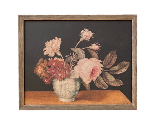 Vintage Framed Canvas Art  // Framed Vintage Print // Vintage Painting // Floral Still Life Print // Botanical print //#BOT-106