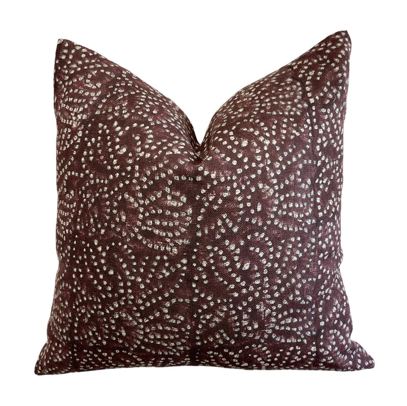 READY TO SHIP 20X20 Designer Nur in Coco Pillow Cover // Burgundy Maroon Floral Pillow // Boho Pillow // Decorative Throw Pillows