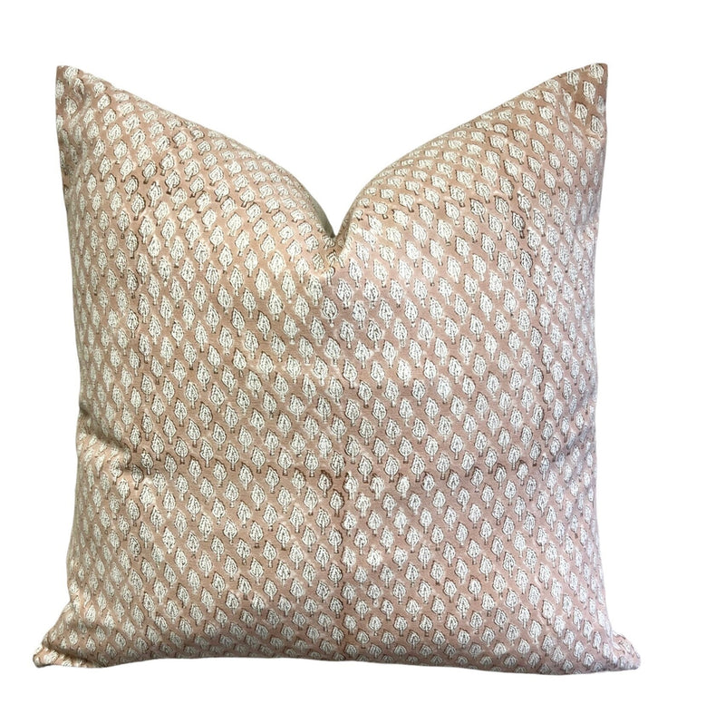 READY TO SHIP 22X22 Designer Samira Pillow Cover in Tan Umber Mustard // Peach Blush Floral Pillow Cover // Boutique Pillow Covers