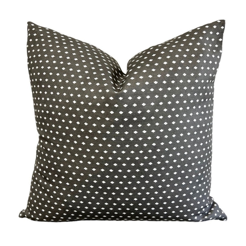 Designer Pillows Maresca Calico Dot in Charcoal // Gray Pillow Cover // Boutique Pillow Covers // High End Pillow // Modern Farmhouse