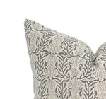READY TO SHIP 14x22 Designer Aranya Natural Gray Olive Pillow Cover // Floral Block Print Pillow Cover // Modern Farmhouse