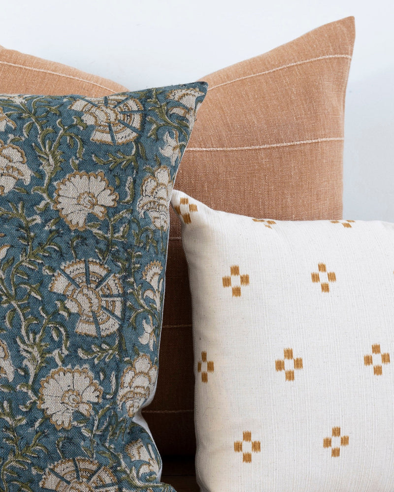 Nisa Pillow Cover in Lush // Modern Farmhouse Decor Pillow // Blue Green Mudtard Linen Decorative Pillow