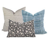 Linen + Cloth Curated Collection "Aros" // Black Slub, Raven Floral, Indian Wool pillows  //  Designer Pillow Combos // Throw Pillow Set