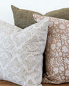 Linen + Cloth Curated Collection "Emmy" // Kufri Rustic, Safari and Gaaya pillows  //  Designer Pillow Combos // Blush and Green Pillow Set