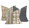Linen + Cloth Curated Collection "Collins" // Kufri Rustic, Masaru and Nisa pillows  //  Designer Pillow Combos //  Green Mustard Pillow Set
