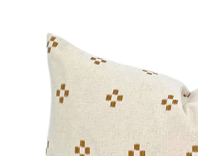 READY TO SHIP 14X22 Chiangmai Native Cotton Pillow Cover // Gold Mustard Cotton Batik Pillow  // Modern Farmhouse Pillows // Boho Tribal