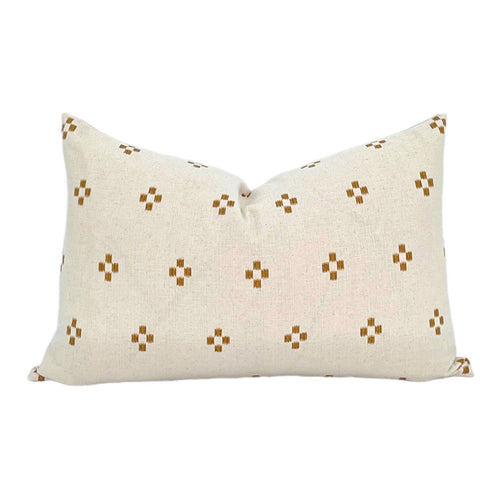 READY TO SHIP 14X22 Chiangmai Native Cotton Pillow Cover // Gold Mustard Cotton Batik Pillow  // Modern Farmhouse Pillows // Boho Tribal